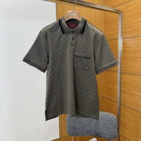 Gucci Double G Subtle Pattern Lapel Short-Sleeve Polo Shirt 2