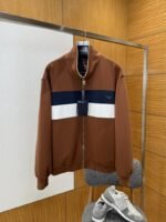 LV Color-Block Striped Stand Collar Zipper Jacket 2