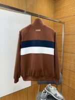 LV Color-Block Striped Stand Collar Zipper Jacket 2 - 图片 2