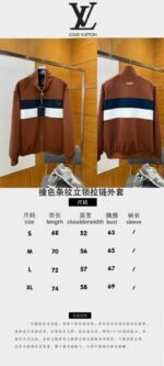 LV Color-Block Striped Stand Collar Zipper Jacket 2 - 图片 10