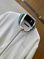 LV Leather Label color clash Stripe Stand Collar Jacket Coat - 图片 3