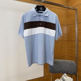 LV Color-Block Striped Polo Shirt