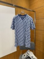 Dior Letter Logo All-Over Print Knit Crew Neck Short Sleeve T-Shirt 1