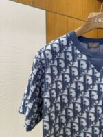 Dior Letter Logo All-Over Print Knit Crew Neck Short Sleeve T-Shirt 1 - 图片 5
