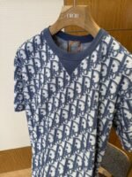 Dior Letter Logo All-Over Print Knit Crew Neck Short Sleeve T-Shirt 1 - 图片 7