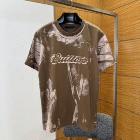 LV Tie-Dye Print Letter Crew Neck Short-Sleeve T-Shirt 1