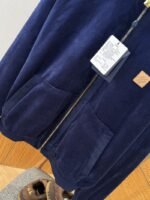 LV Velvet Zipper Pocket Ribbed Long-Sleeve Jacket - 图片 4
