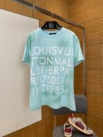 LV Tie-Dye Distressed Letter Print Short-Sleeve T-Shirt