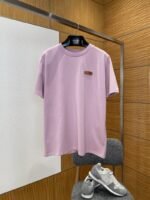 LV Leather Label Crew Neck Short Sleeve T-Shirt