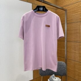 LV Leather Label Crew Neck Short Sleeve T-Shirt