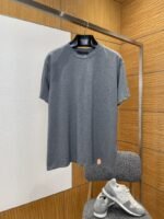 LV Leather Logo Cotton Crew Neck Short-Sleeve T-Shirt
