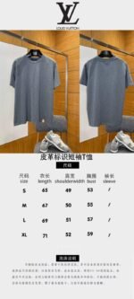 LV Leather Logo Cotton Crew Neck Short-Sleeve T-Shirt - 图片 10