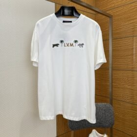 LV Animal Letter Embroidered Crew Neck Short-Sleeve T-Shirt