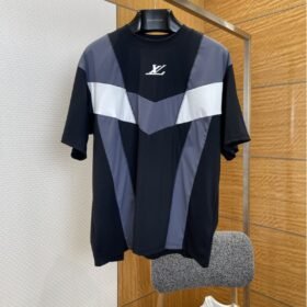 LV Color-Blocked Crew Neck Sports Short-Sleeve T-Shirt