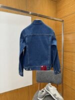 Gucci Horsebit-Decorated Lacquered Leather Label Denim Jacket 2 - 图片 2