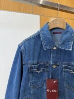 Gucci Horsebit-Decorated Lacquered Leather Label Denim Jacket 2 - 图片 4