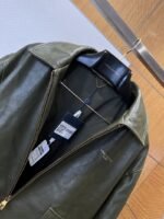 LV Letter Logo Lapel Zipper Leather Jacket - 图片 5