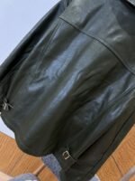 LV Letter Logo Lapel Zipper Leather Jacket - 图片 7