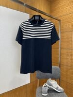 Prada Color-Blocked Striped Patchwork Short-Sleeve T-Shirt