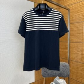 Prada Color-Blocked Striped Patchwork Short-Sleeve T-Shirt