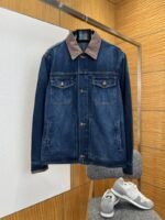LV Single-Button Pocket Lapel Denim Jacket