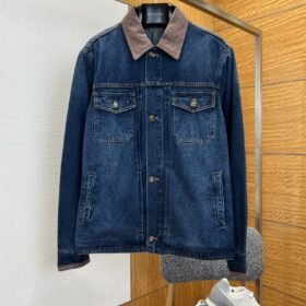 LV Single-Button Pocket Lapel Denim Jacket