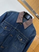 LV Single-Button Pocket Lapel Denim Jacket - 图片 3