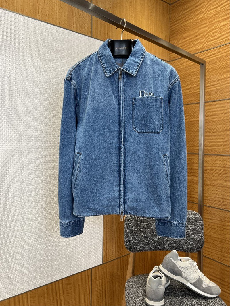 wsxc1775533502691_0.jpg Dior Embroidered Letter Zipper Denim Jacket - 图片 1