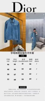 Dior Embroidered Letter Zipper Denim Jacket - 图片 10