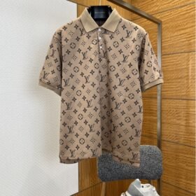LV Classic Logo All-Over Print Short-Sleeve Polo Shirt 1