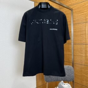 Balenciaga Distressed Letter Print Short-Sleeve T-Shirt