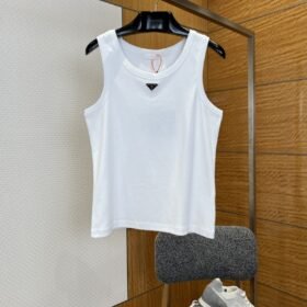 Prada Enamel Triangle Logo Sleeveless Tank Top 2