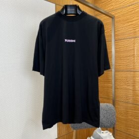 Balenciaga Gothic-Style Letter Embroidered Crew-Neck Short-Sleeve T-Shirt