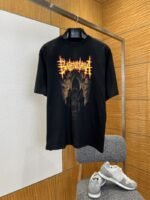 Balenciaga Gothic-Style Letter Print Embroidered Short-Sleeve T-Shirt 1