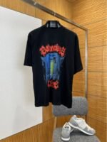 Balenciaga Gothic-Style Letter Print Embroidered Short-Sleeve T-Shirt 2