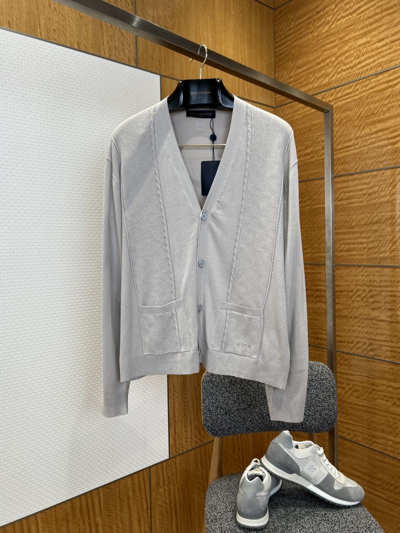 wsxc1775617696976_0.jpg LV Embroidered Mesh Striped V-Neck Cardigan - 图片 1