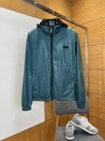 Prada Logo Reversible Detachable Hooded Jacket
