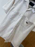 Prada Metal Micro-Logo Pocket Short-Sleeve lapel Shirt - 图片 4