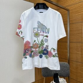 Fendi Short-Sleeve T-Shirt with Alphabet Floral Print