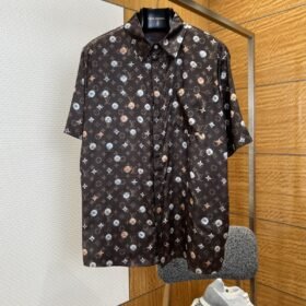 LV Monogram Print Silk Short-Sleeve Shirt 2