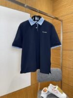 Miu Miu Logo Embroidered Checkered Patchwork Short-Sleeve Polo Shirt