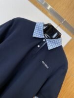 Miu Miu Logo Embroidered Checkered Patchwork Short-Sleeve Polo Shirt - 图片 3