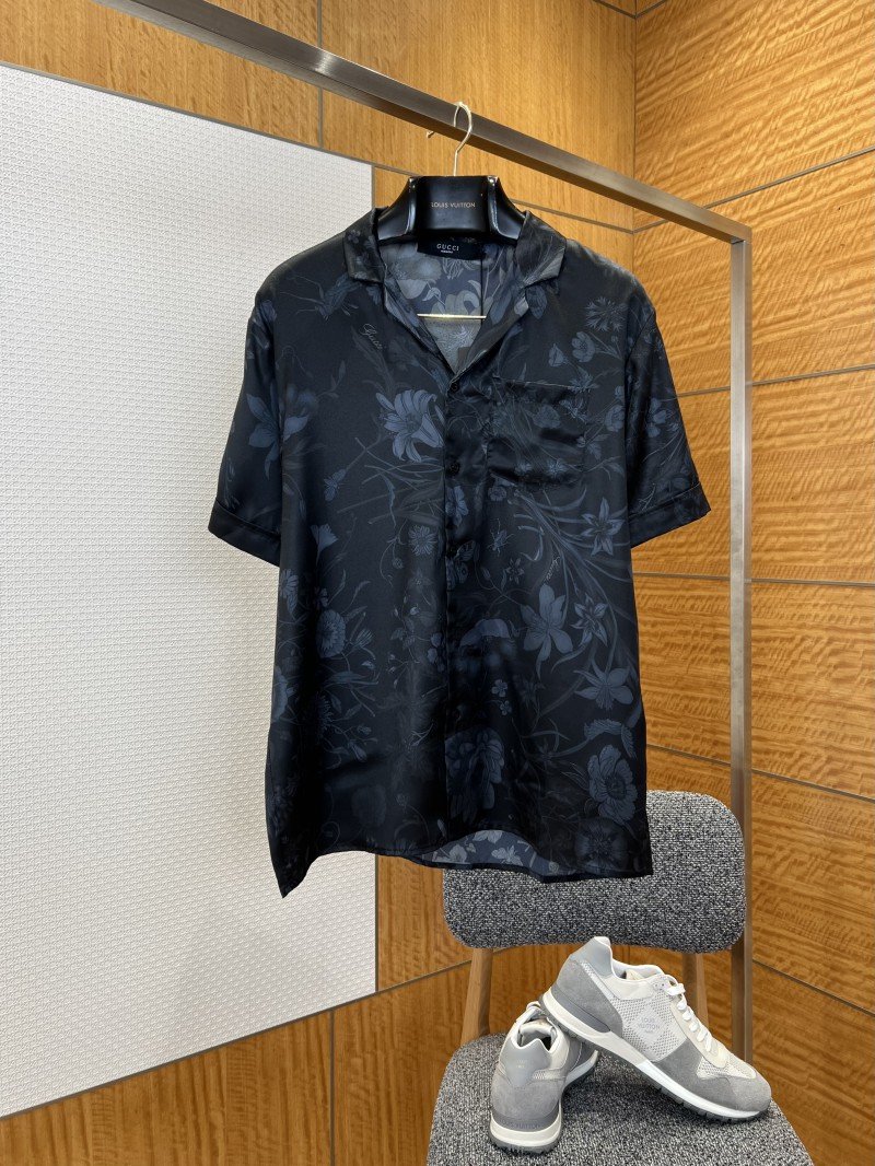 wsxc1775778808601_0.jpg Gucci Floral Print lapel Short-Sleeve Collared Shirt - 图片 1